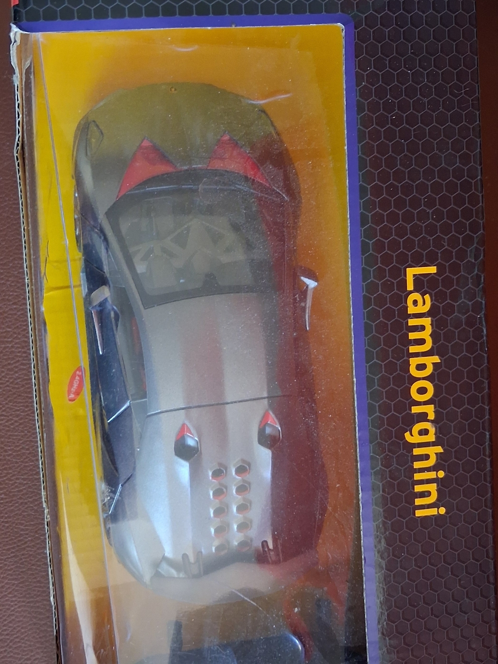 Lamborghini Silver Model Car with Red Accents